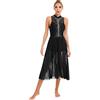 Freebily Abito da Ballo per Donna Latino Americano Vestito da Ballo Valzer Tango Balletto Leotard Body Ginnastica Abito da Danza Classica Lirica Costume da Competizione Nero M
