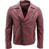 Infinity Leather Giacca da Uomo in 100% Pelle con Doppia Zip Incrociata Stile Motociclista Brando Slim Fit