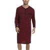 Yukiuiny Maglie Pigiama Uomo Maniche Lunghe Abbigliamento da Notte Cotone Camicie Lunghe per Dormire (A-Rosso Blu a Quadri(94% Poliestere, 6% Spandex), 4XL)