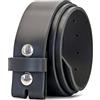 Ashford Ridge Cintura con argento bottone a pressione in vera pelle da 40 mm - Nero 150cm