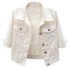 TiaoBug Giubbino Bolero Corto da Donna in Denim Manica 3/4 Giacca in Jeans Giacchetto con Tasche a Maniche 3/4 Trucker Giacca Estate Giacche Bolero Coprispalle Streetwear Bianco XL