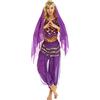 CHICTRY Donna Vestito Danza del Ventre Abito da Danza Orientale Costume da Principessa Araba Top Corto/Pantaloni Harem/Velo Set Ballare Egiziano Arabian Carnevale Cosplay Viola Taglia Unica