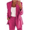 KHIRVWL Completo Tailleur da Donna, 2 Pezzi, Slim Fit, Giacca a Bottone Unico, con Gonna O Pantalone, da Ufficio Completo da Donna con Giacca e Cardigan con Risvolto e Bottoni alla Moda
