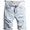 Kelsiop Pantaloncini di jeans strappati da uomo estivi blu chiaro jeans corti al ginocchio Plus Size Straight Jeans
