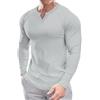 Muscle Cmdr Uomo Slim Fit Scollo a V Camicie Casual Manica Lunga e Corta Muscolo Henley T-Shirt Top Business Elegante
