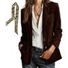 INLANDSIS Giacca Blazer da Donna in Finta Pelle Scamosciata Retrò, Maniche Lunghe Fronte Aperto con Risvolti Giacche Blazer Abiti da Lavoro con Tasche Business, Marrone scuro, XXL