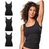 FOCENZA Set 3 Pezzi Canotta Donna Spalla Larga in Morbida Microfibra, Intimo Senza Cuciture in Vari Colori, Made in Italy (Nero, S-M)