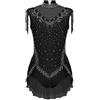Oyolan Body da ginnastica da bambina senza maniche Leotard Danza Body Franges Strass Vestito Pattinaggio Artistico Costume Spettacolo, Nero , 13-14 Anni