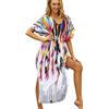 LikeJump AiJump Donna Cotone Caftan Vestito Lungo da Spiaggia Abito Maxi Parei Costume da Bagno Cover Up (Taglia Unica, Multicolor 4)