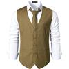 PARKLEES Gilet da uomo hipster urbano design business formale slim fit abito smoking gilet, Verde cachi., S