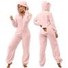 Vhersily Set Pigiama Da Donna Natale In Pile, Tuta Da Casa In Flanella, Con Cappuccio, Con Patta Sul Fondo, Pigiama Intero In Peluche Loungewear Tute Intera Onesie Sexy Regalo di San Valentino