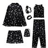 Jamron Donna 7PCS Raso Set Pigiama Primavera Estate Autunno Top & Pantaloni Indumenti da Notte SN07655 Luna XXL