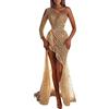 Xmiral Abito da Sposa Plus Size Ruffled Bridal Sexy Showback Deep V Senza Maniche Senza Collo Lungo