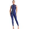 Aislor Donna Ginnastica Leotards Body Danza Claasica Paillettes Tuta Intera da Pattinaggio Artistico Senza Manica Tutina Completo da Balletto Ballo Latino Blu M