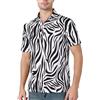 COSAVOROCK Polo con Stampa Zebra Animale 3D Costume da Uomo a Maniche Corte, Nero Bianco, XXL