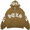 Silver Basic Giacca Y2K da Uomo Felpa con Cappuccio Hip-Hop Style Pullover Zip Hoodie a Maniche Lunghe Y2k Streetwear Tops L,Brown-2