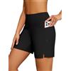 SHEKINI Costume da bagno da donna, a vita alta, con tasche, ad asciugatura rapida, da spiaggia, con fodera, Nero , S