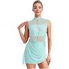 CHICTRY Body da Ginnastica Artistica per Donna con Goccia d'Acqua e Schiena Cava Abito da Pattinaggio Ballo Balletto Latino Strass Leotard da Danza Moderna