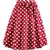 WERFORU Gonna midi da donna anni '50, gonna a pois rockabilly, vintage, linea A swing, gonna a pieghe con cintura, Colore: rosso, M