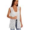 SMDPPWDBB Cardigan da donna lavorato all'uncinetto floreale boho pizzo senza maniche kimono aperto davanti gilet cardigan
