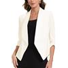 MISS MOLY Giacca Donna Elegante con Manica 3/4, Giacca Casual Open Front con Tasche per Ufficio e Lavoro, Blazer Chic per Donna