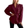 Rrongwn Blazer Donna Sportiva Longblazer Manica Lunga Affari Lavoro Ufficio Vestito Lungo Giacca Revers Cappotto con Cintura Oversize Sottile Blazer, Colore: rosso, M