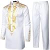 YOSUWOAI Uomo Africano 2 Pezzi Set Manica Lunga Dashiki Camicia e Pantaloni Vestito Vestito Tradizionale Dubai Arab Abbigliamento con Stampa Oro Maglione Africano Top e Pantaloni Lunghi, O bianco., M