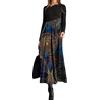 Kobilee Abito Donna Autunnale Lungo Elegante Abiti Manica Lunga Vintage Casual Vestito Taglie Forti Curvy Invernale Vestiti Fiori Sexy