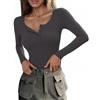 Totatuit T-Shirt Donna a Maniche Lunghe/Corta con Scollo a V Maglietta Casual Top Elegante Basic Magliette Tinta Unita Maglia Sexy Aderente Elasticizzato S-XXL