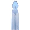CHICTRY Tuta da Ballo Latino per Bambina Pantaloni a Gamba Larga a Vita Alta in Tulle Jumpsuit Elegante Body da Ginnastica Artistica Leotards Danza Classica Blu A 7-8 anni