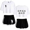 LKY STAR Haikyuu!! Japanese Anime Costume T-Shirt Shorts Abiti 2 Pezzi Set per di Maglietta e Pantaloncini Corta Sportwear