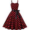 Generico Vestito Anni 50 Donna - Rockabilly Abito da Donna Vintage Anni '50, Senza Maniche, a Pois, Stile Coctail, alla Elegante degli Anni '60, con Spalline Sottili, Tunica, per Feste, Balli, Carnevale