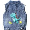 L SERVER Giacca Senza Maniche Ragazzo Gilet in Jeans Bambino Gilet Senza Maniche in Cotone Gilet Cartoon per Primavera e Autunno, Denim blu, 6-7 Anni