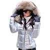 ENEN Cappotto Piumino Cotone Imbottito Parka Cappuccio Donna Invernali Elegante Giubbotto Trincea Addensare Caldo Leggero Piuma Maniche Lunghe Felpa Giacca Outwear (Argento,XL)