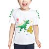 WAWSAM 4° compleanno ragazzo t-shirt cotone T-Rex maglietta compleanno | Maglietta a maniche corte per bambini di 4 anni con denti di dinosauro, per compleanno, asilo e feste