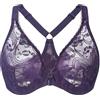 MELENECA Reggiseno con Chiusura Frontale con Ferretto in Pizzo Sfoderato con Retro Scollato da Donna Taglie Forti Violett 3C