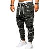 Generic Pantaloni cargo da uomo mimetici - Pantaloni da lavoro multitasche in vita elasticizzata, pantaloni casual da jogging, gamba larga, stile hip hop, per escursioni all'aperto, Nero , L