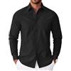 COOFANDY Camicia Uomo Maniche Lunghe Oxford Regular Fit Camicia Business in Cotone Casual Senza Stiratura con Tasca Nero 3XL