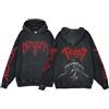 Zunlethian Felpa con Cappuccio Stampata Anime da Uomo Fashion Trend Gothic Harajuku Oversized Casual Retro Felpa con Cappuccio Felpa con Cappuccio Hip Hop Punk da Uomo Ampia (Nero 3,3XL)