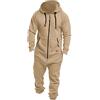 Vhersily 2025 Tuta Jumpsuit Uomo Pigiama con Cappuccio Tute Intera One Piece Pigiama Overall Zip Tinta Unita Confortevole Pigiami da Casa Spessa in Cotone Termico da Coppia con Tasche per Tempo Libero