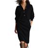 MJGkhiy Vestito Donna Maglia Lana Invernale Midi Abito Maglione con Tasche Elegante Button Scollo a V Lavorato Vestiti Pullover Elasticizzato Curvy Manica Lunga Abiti Maglioni