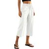 uxxnjfg Pantaloni Pinocchietto Donna Estivi Curvy Pantaloni 3/4 Donna Estivi Leggeri Leggero Pinocchietto Freschi Larghi Morbidi Lino Abbigliamento Comodi Estivo Bianco XXL