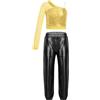 TiaoBug Completo Sportivo Bambina Danza Moderna Jazz Hip Hop Canotta Crop Top Sportivo Monospalla con Paillettes Maglia Top e Pantaloni Lucidi Tuta da Ginnastica Dancewear