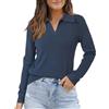 Arach&Cloz Polo da Donna Autunno Inverno in Morbido Misto Lana Maniche Lunghe(Dark Blue, L)