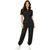 Loodgao Tuta Scrub Infermiera Donna Jogger con Tasche Multiple e Zip Frontale e Vita Elastica Uniforme Lavoro Medica Sanitaria Tuta da Meccanico per Ospedale e Officina