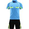 Agoky Uniformi da Arbitro Uomo Tuta da Ginastica Completi Sportivi Abbigliamento da Arbitro Maglia Arbitro Colletto Risvoltato Pantaloncini con Elastico per Partita dI Calcio Blu L