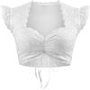 Comfyouth Dirndl Camicetta da donna in pizzo con maniche ad ali, colore bianco, con coulisse, per Oktoberfest, bianco, L