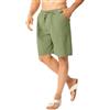 ANTLOOWW Pantaloncini da Uomo Estivi, Pantaloni di Lino da Uomo Corti con 4 Tasche Pantaloncini Casual Leggeri e Traspiranti (IT, Testo, L, Regular, Regular, Verde Militare)