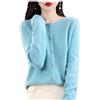 Youllyuu Maglione Cardigan Girocollo in Lana 100% Cappotto Maglione in Cashmere Maglione Sottile Lavorato a Maglia Tinta Unita Lake Blue S