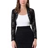Dazzerake Cardigan Corto Elegante da Donna in Pizzo Floreale Trasparente Bolero Coprispalle con Maniche Lunghe Giacca all'Uncinetto Aperta sul Davanti (Nero, L)